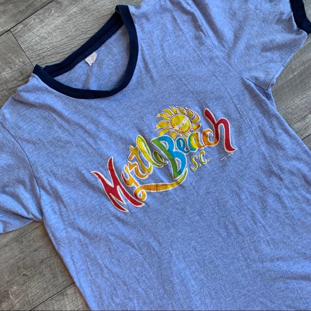 vintage light blue Myrtle Beach ringer t-shirt